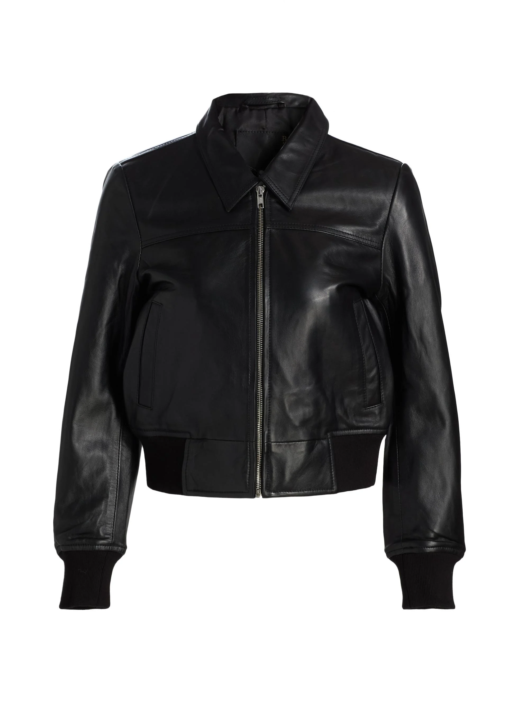 Women's Berlin Leather Bomber Jacket - Black Leather - 1