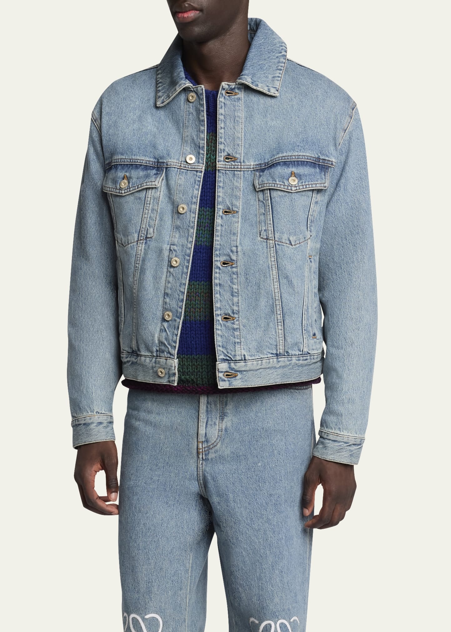 Men's Anagram Elbow Trucker Jacket - 4