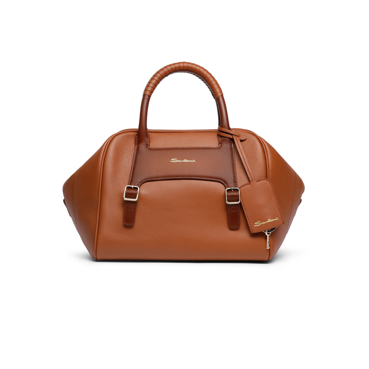 Brown leather handbag - 1