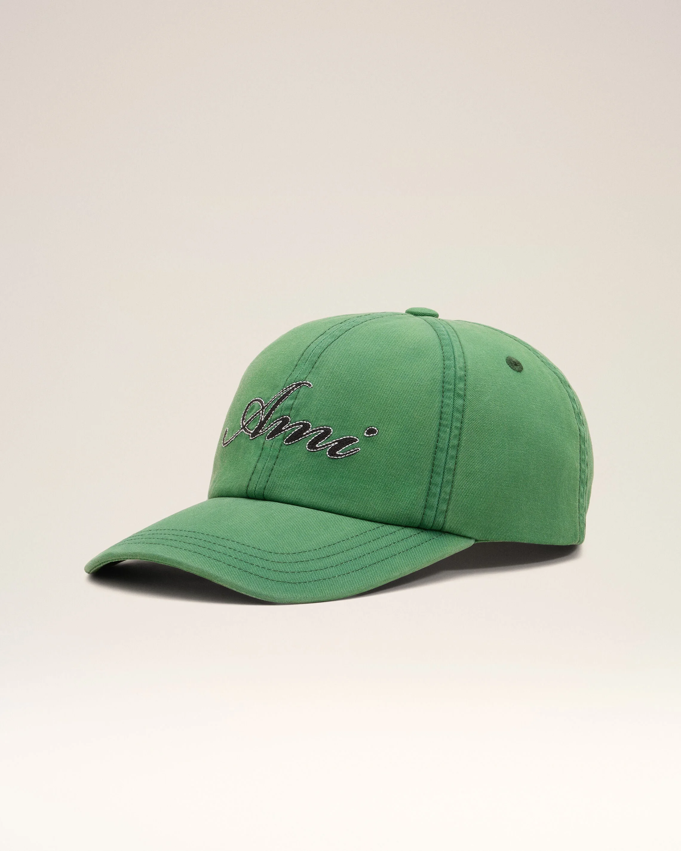 GREEN COTTON CAP WITH AMI PARIS EMBOIRERY - 1