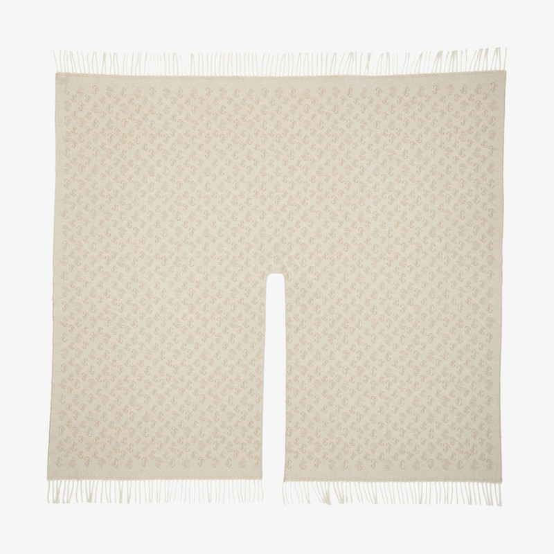 Inga
Latte Cashmere and Wool Jacquard Poncho with JC Monogram Repeat Pattern 3