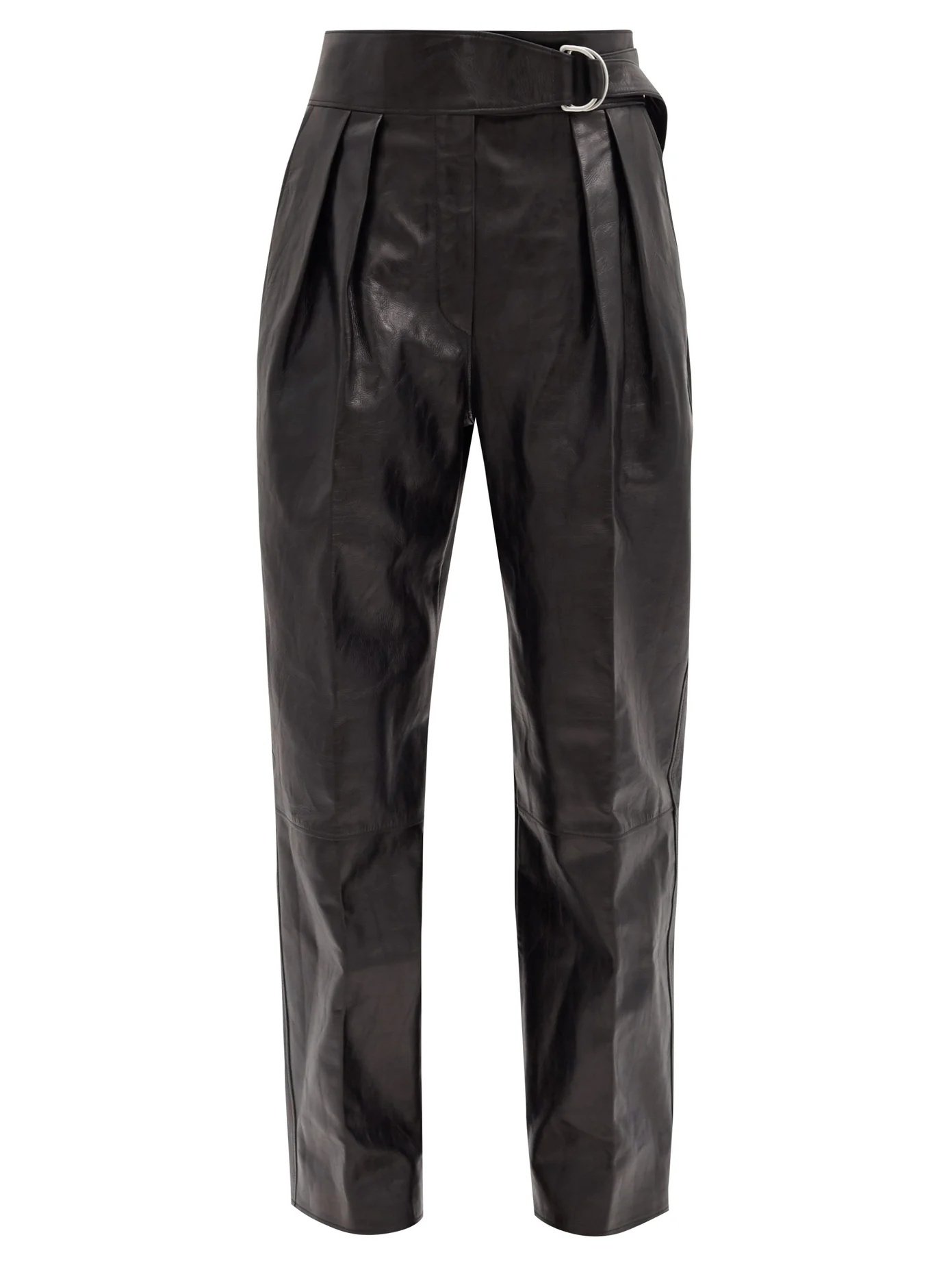 Napoleon pleated leather wide-leg trousers - 1