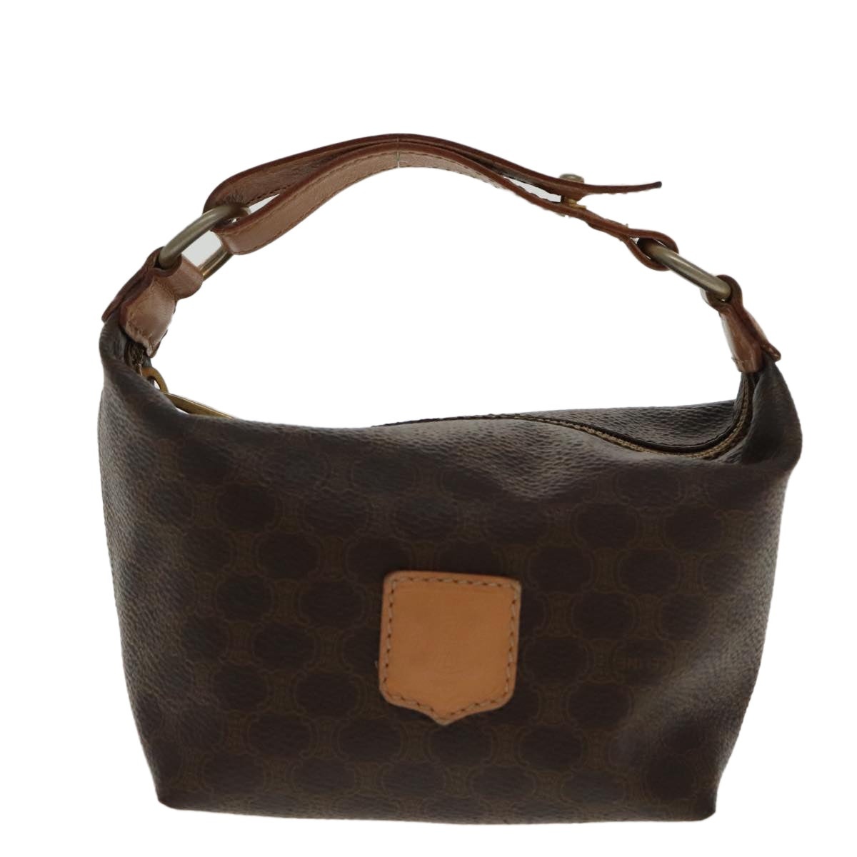 CELINE Macadam Canvas Hand Bag Pvc Leather Gold Brown - 13