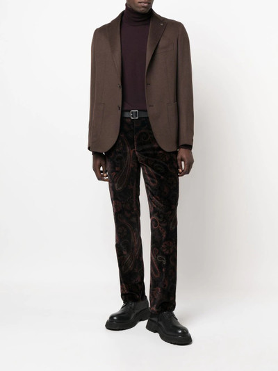 Etro paisley-print velvet trousers outlook