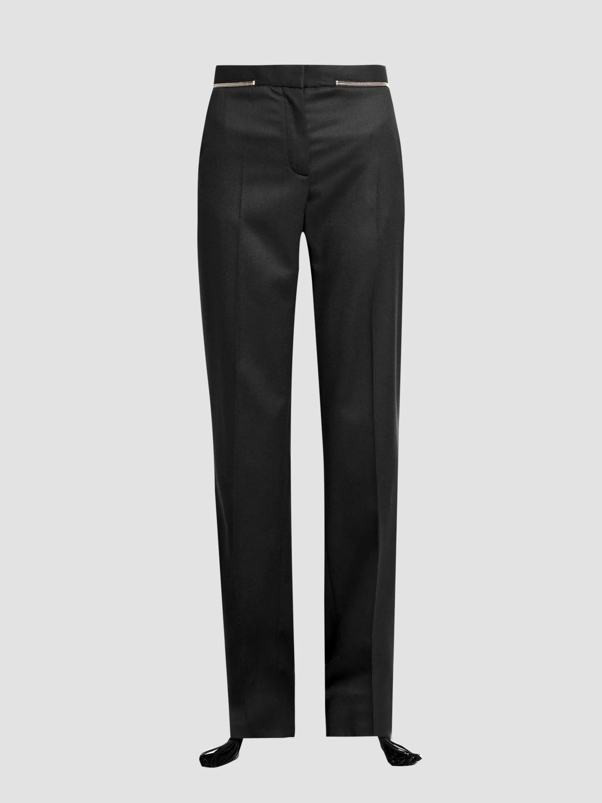Women's Zip-Detail Straight-Leg Pants - Black - 1