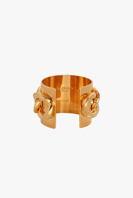 Gold-tone brass chain cuff bracelet - 3