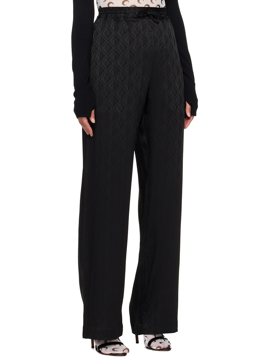 Black Jacquard Moon Sun Trousers - 2