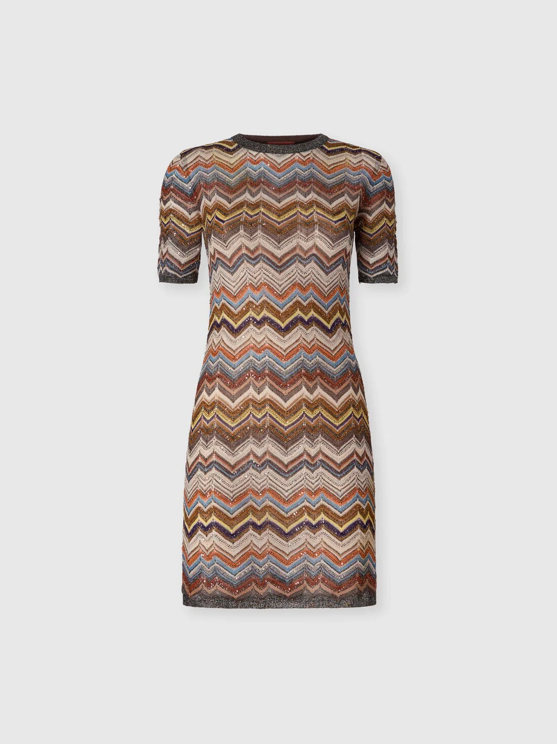 Zig zag mini dress in lamé viscose - 1