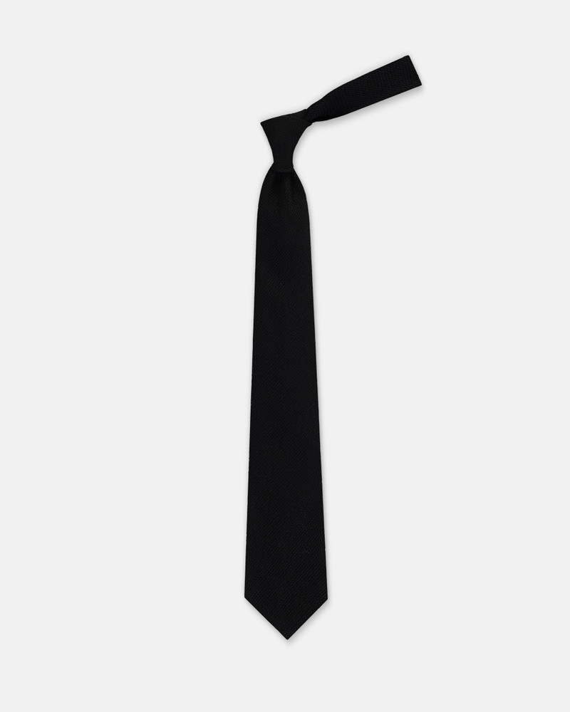 MADE-IN-ENGLAND SOLID BLACK GRENADINE TIE 1