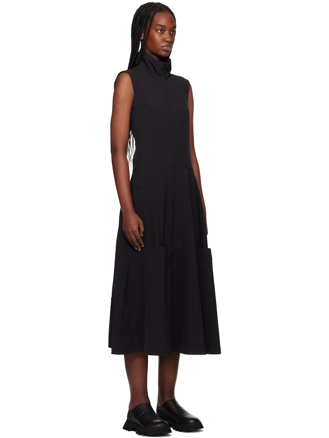 Black Half-Zip Midi Dress - 2