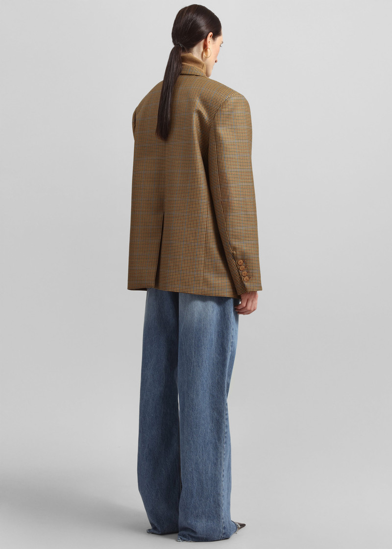 Lyra Oversized Houndstooth Blazer - Camel 7