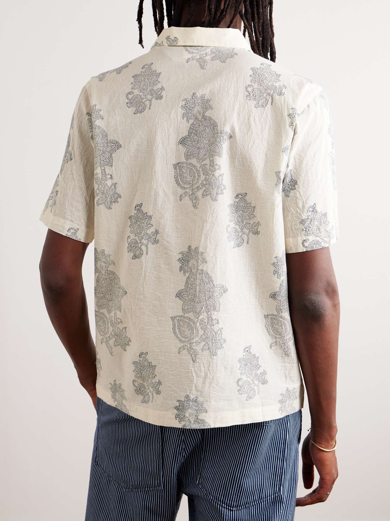 The Road Trip Convertible-Collar Printed Crinkled-Cotton Shirt - 3