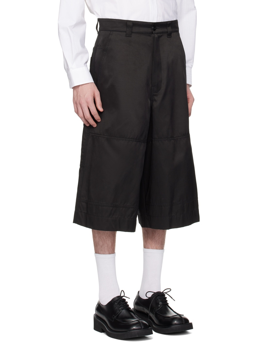 Black Paneled Shorts - 2