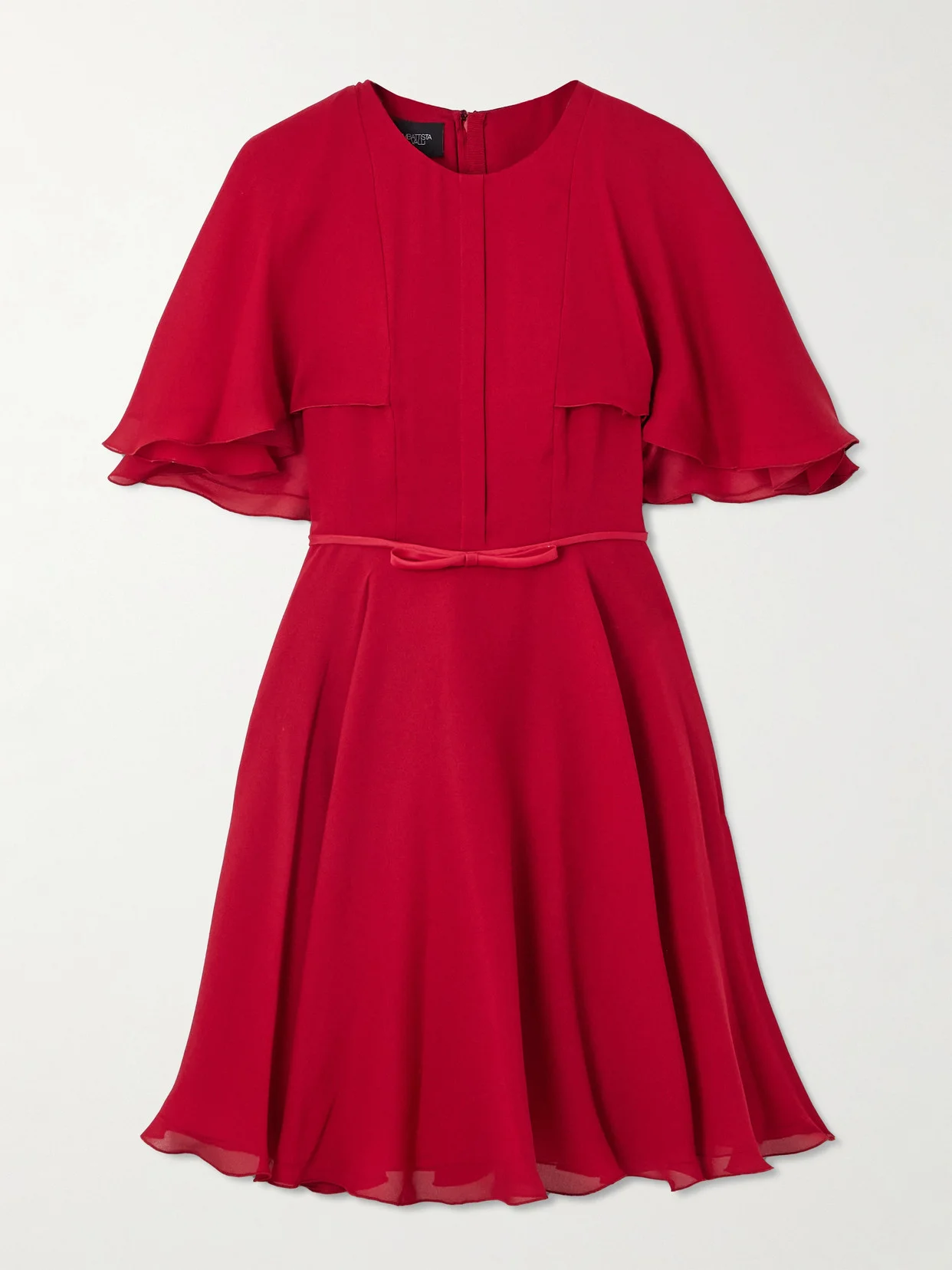 Cape-effect Satin-trimmed Silk-chiffon Mini Dress - 1