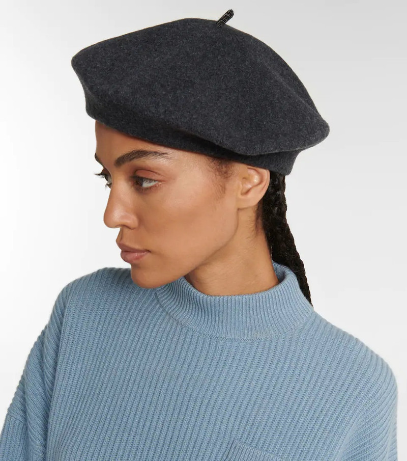 Brunello Cucinelli Embellished wool knit beret outlook
