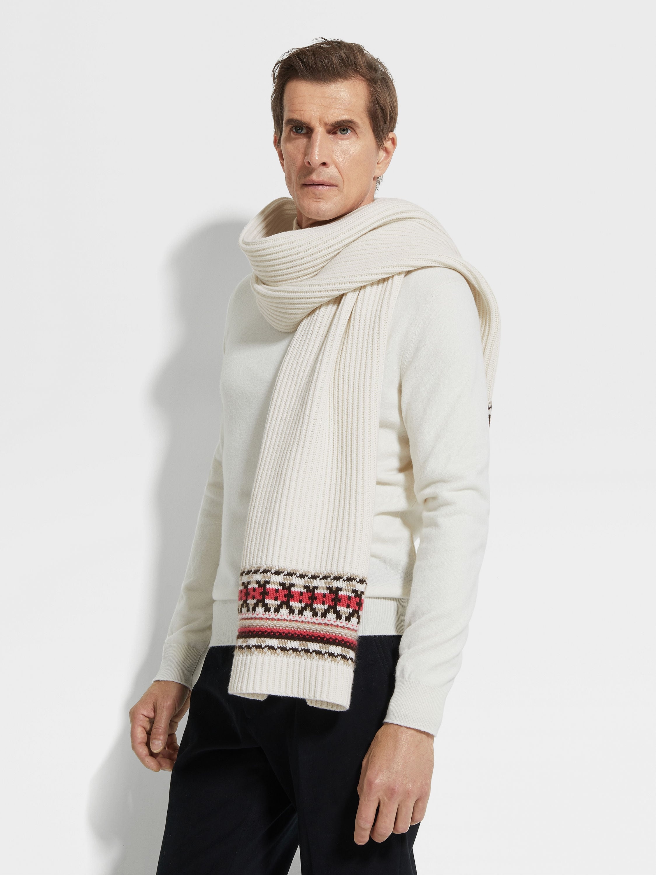WHITE OASI CASHMERE SCARF - 3