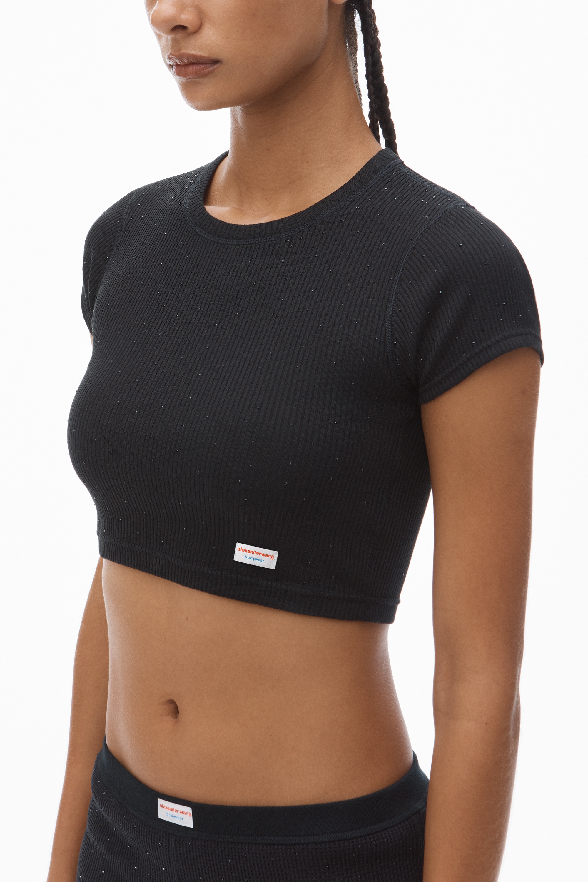 Crystal Hotfix Short-Sleeve Cropped Tee - 3