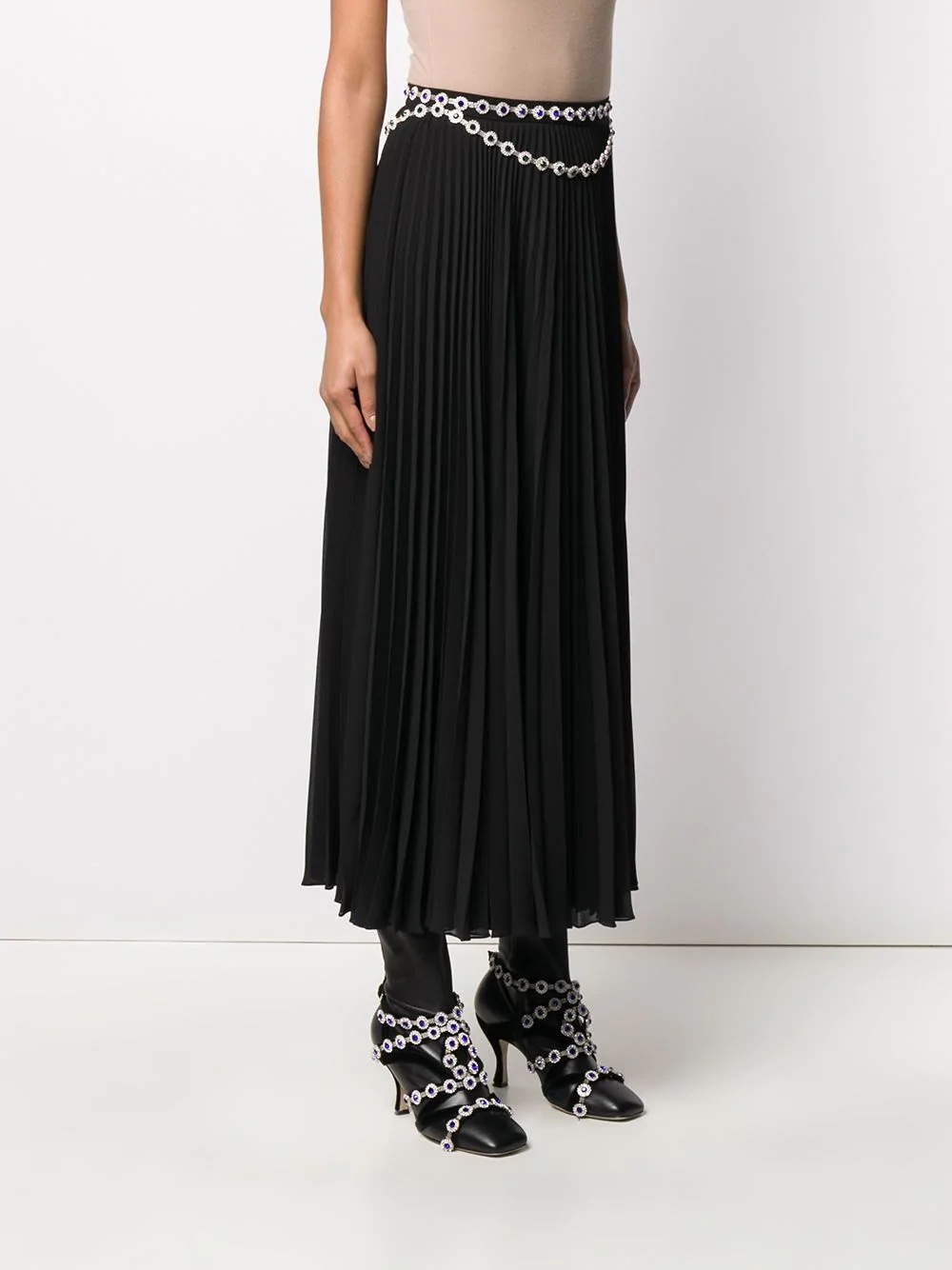 long crystal-embellished pleated skirt - 3