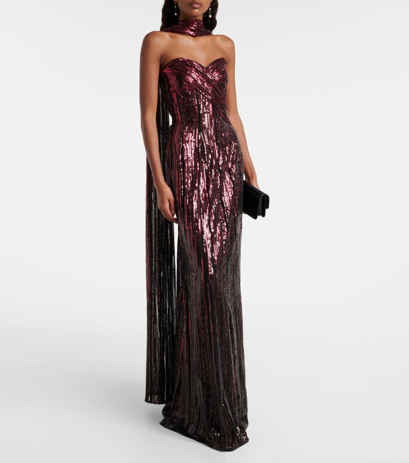 ELIE SAAB Scarf-detail sequined gown outlook