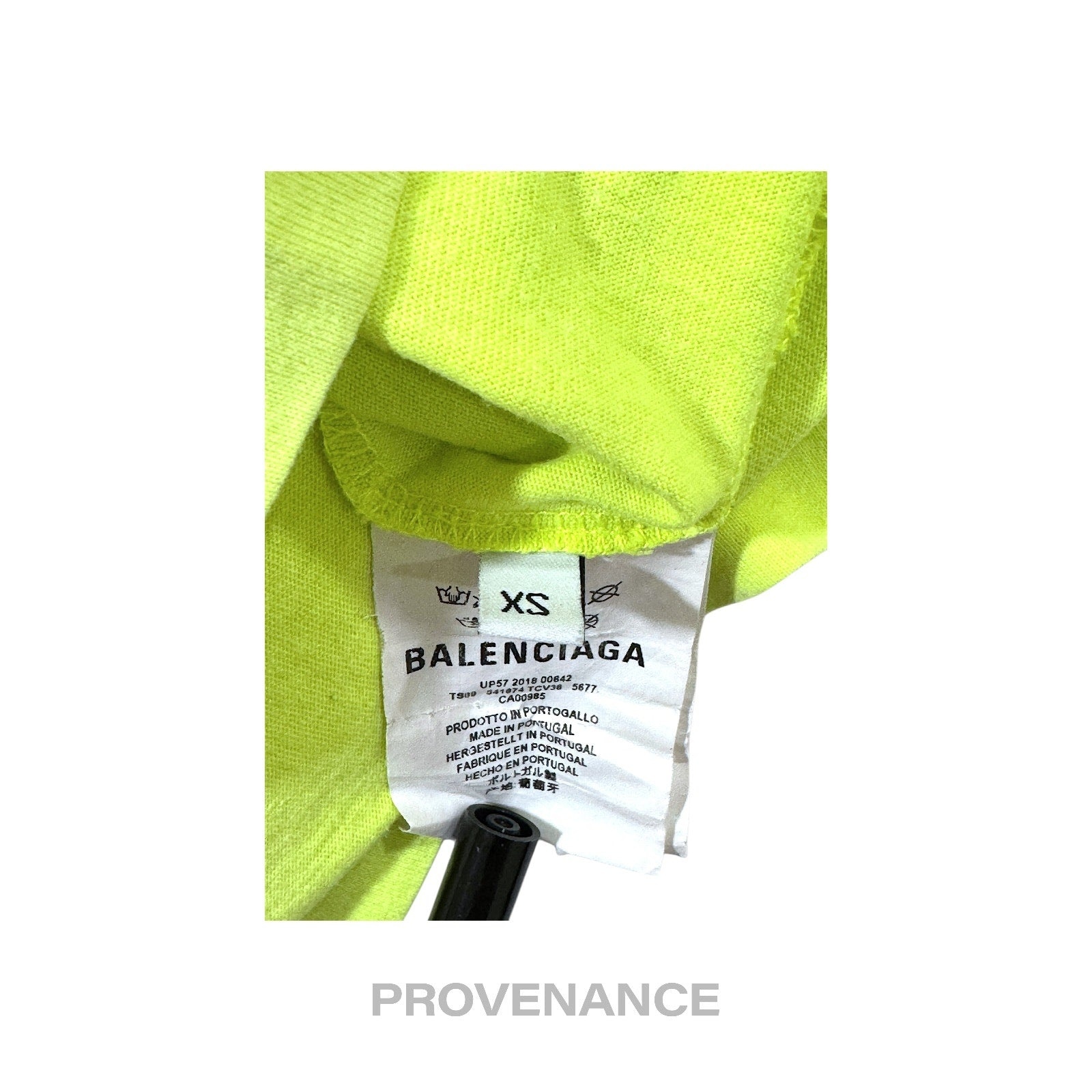 Balenciaga WFP Logo T-Shirt - Neon Yellow Blue XS - 9