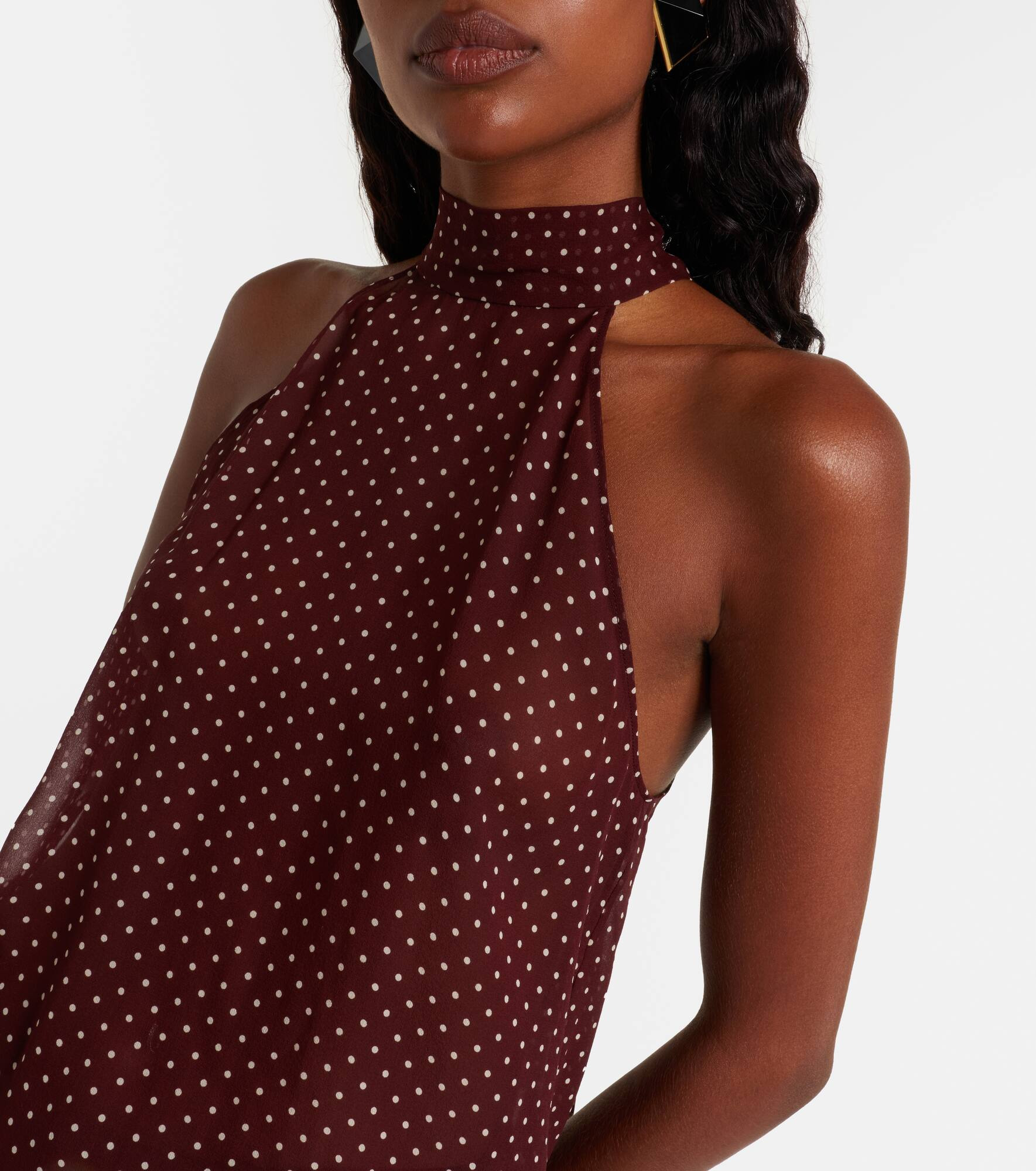 Alla polka-dot halterneck silk top - 4