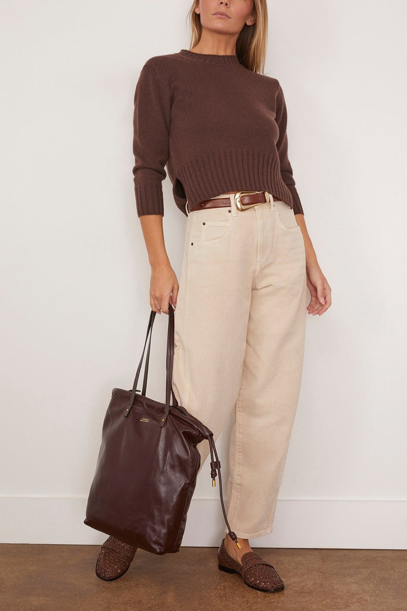 Loulou de Saison Mora Cropped Sweater in Brown outlook