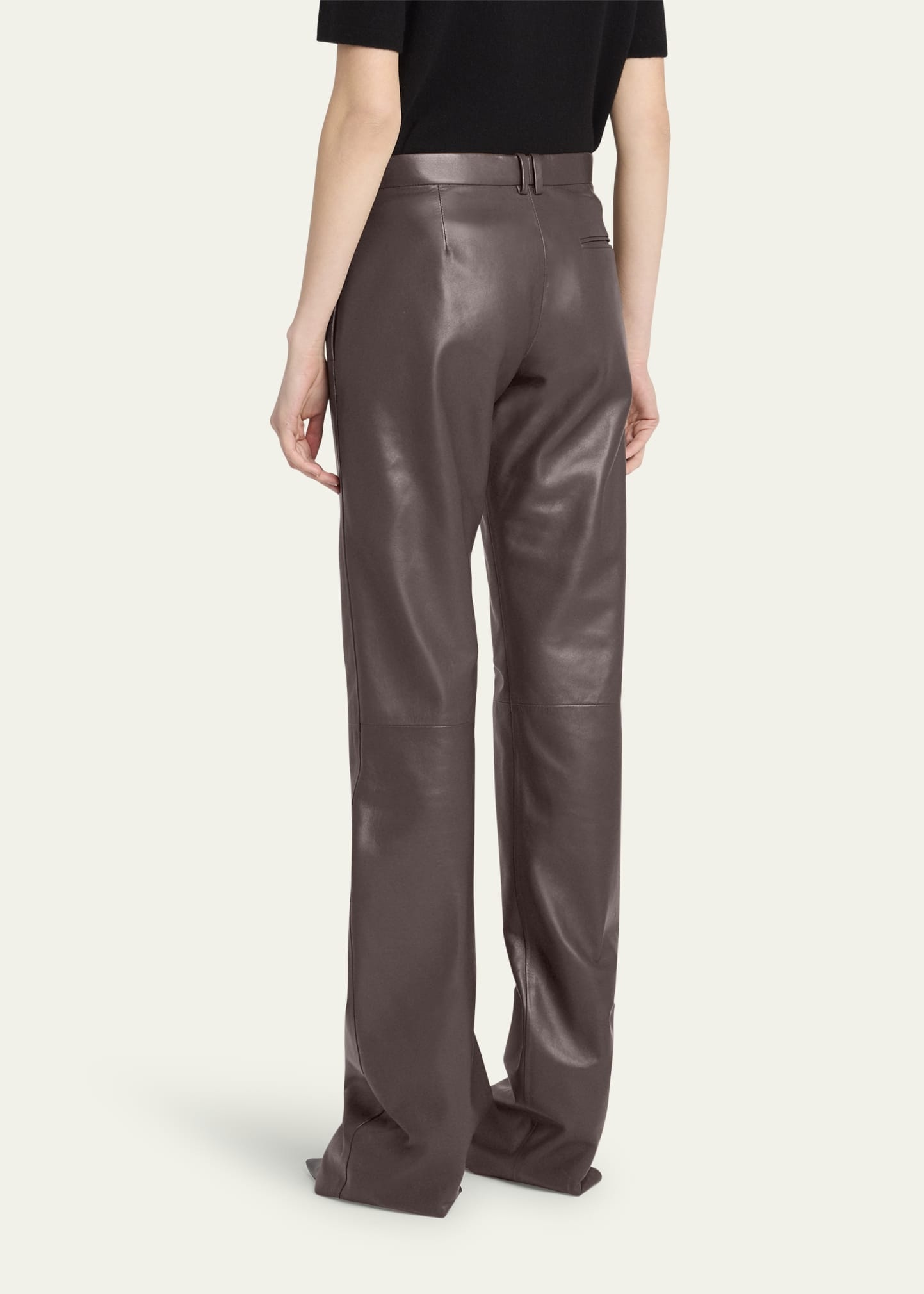Selviese Straight Leg Leather Pants - 3
