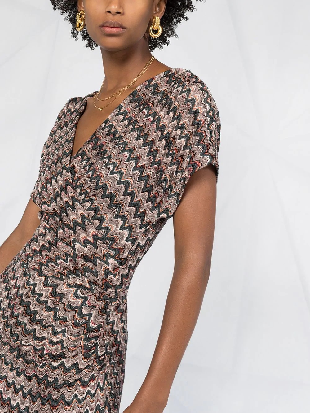 zigzag wrap midi-dress - 5