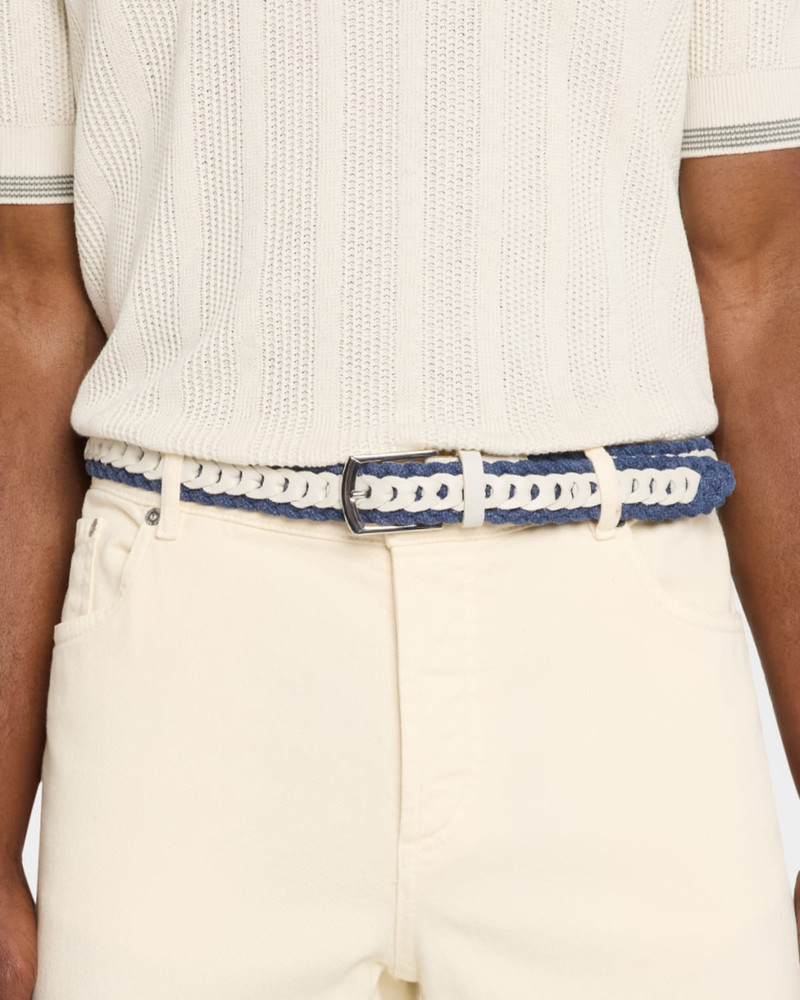 Brunello Cucinelli Men's Two-Tone Woven Leather Belt outlook
