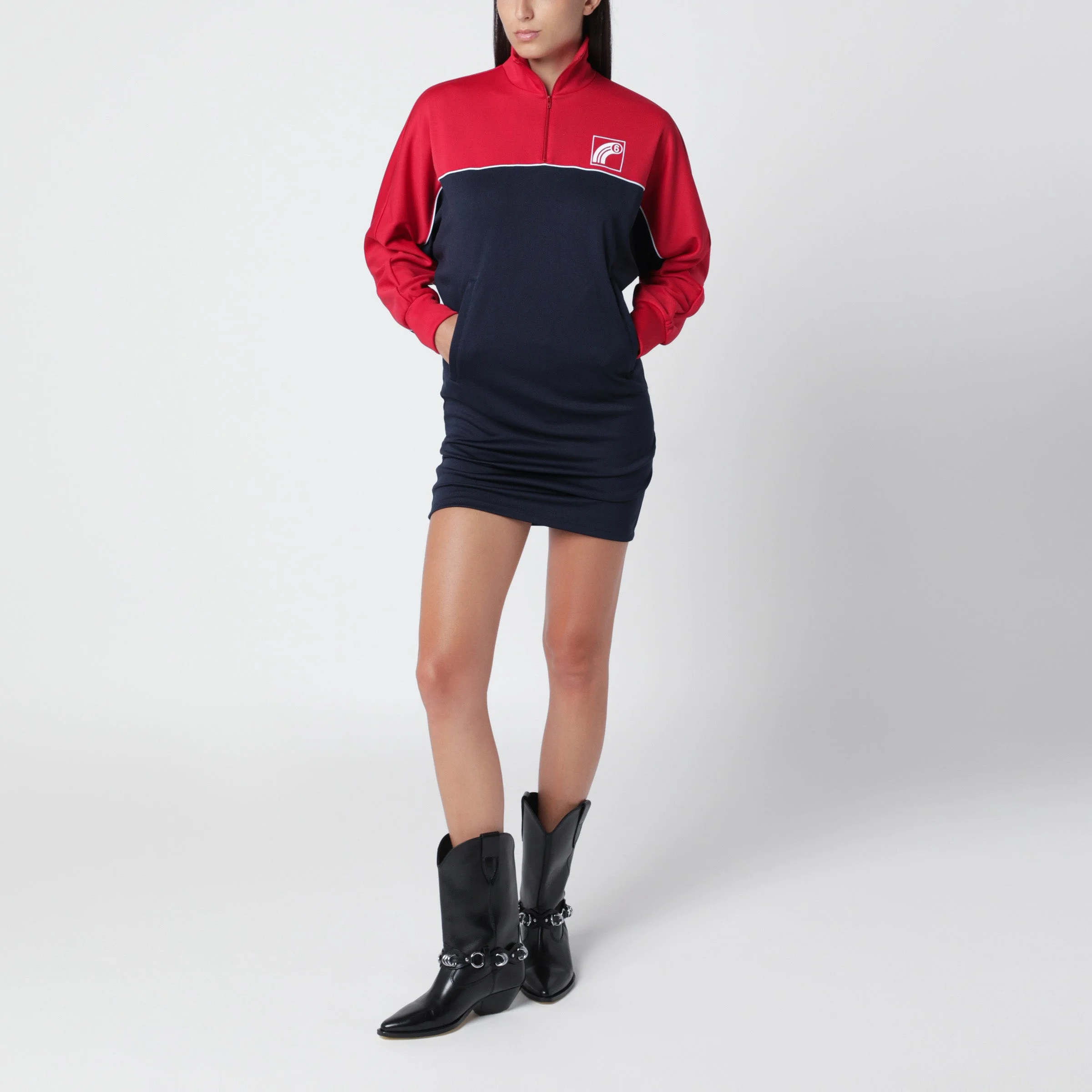 Navy blue/red sporty mini dress - 1
