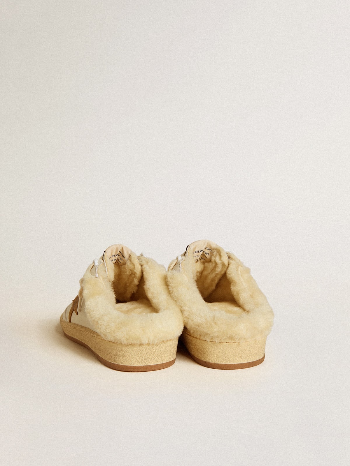 Ball Star Sabots in leather with suede star and beige shearling lining - 4