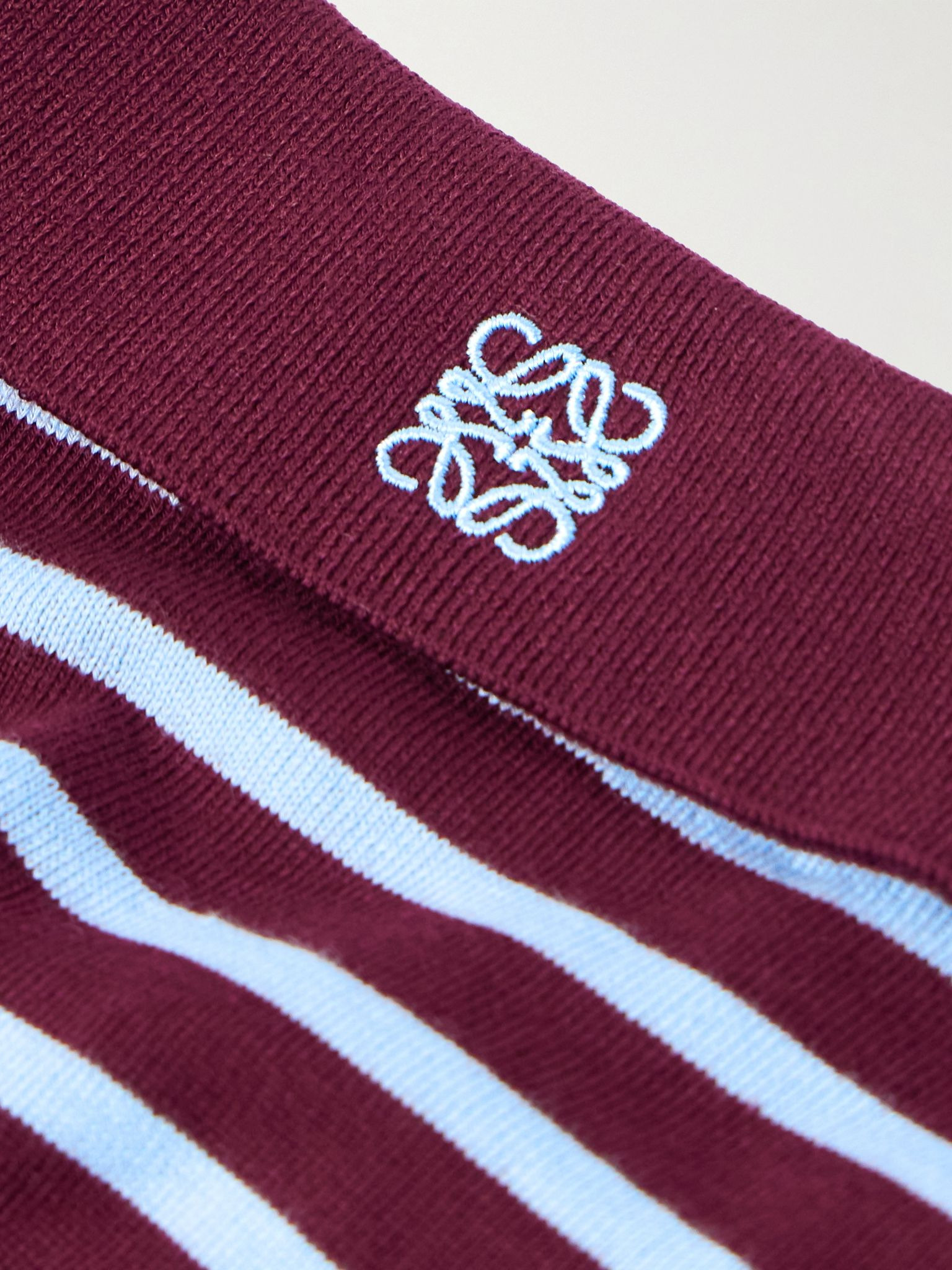 + Paula's Ibiza Striped Cotton-Blend Polo Shirt Burgundy - 4