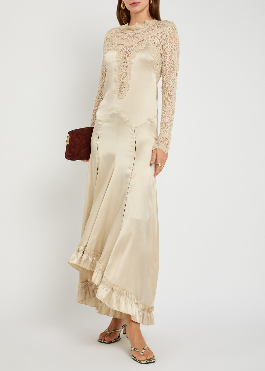 Isabel Marant Dolores Lace-embellished Stretch-satin Gown - 4