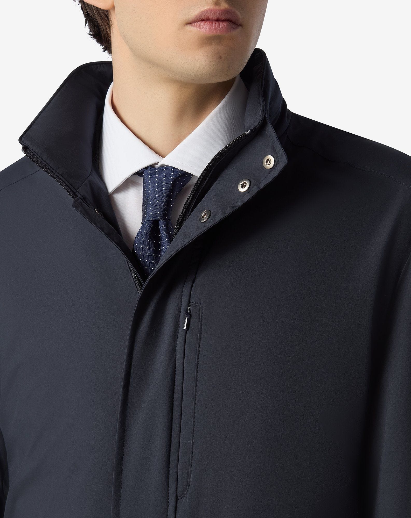 Navy blue technical poplin field jacket - 3