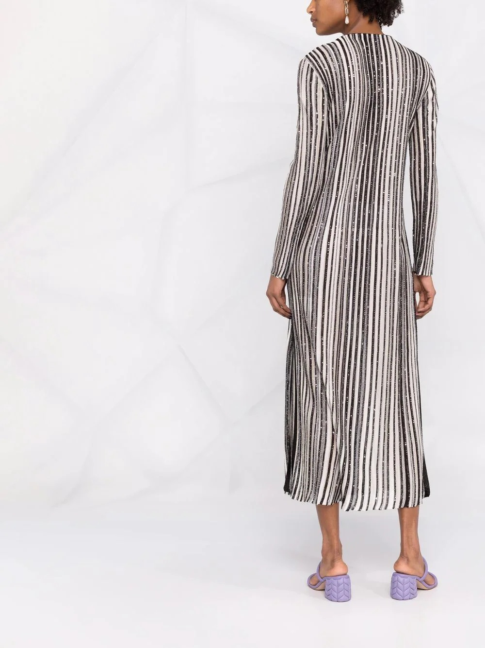 sequin-embellished striped dress - 4