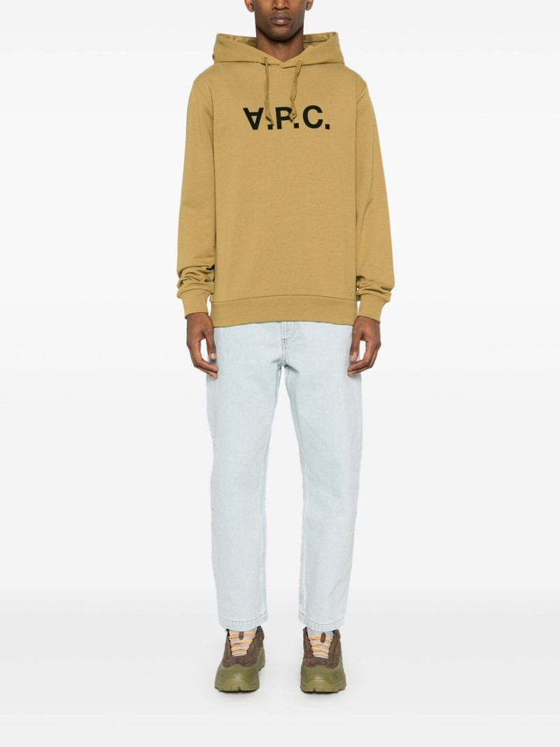 A.P.C. logo-flocked cotton hoodie outlook