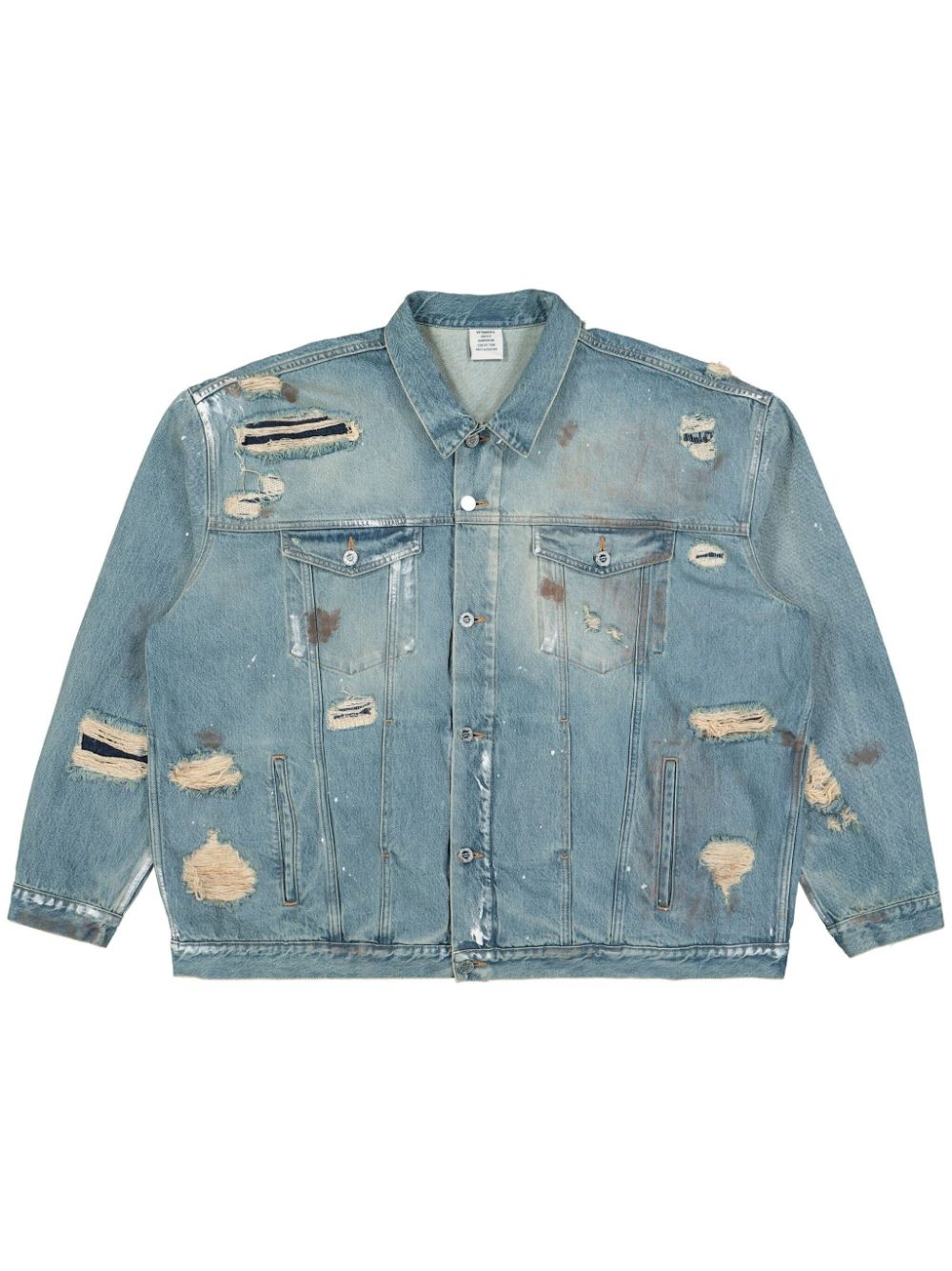 ripped-detailing denim jacket - 1