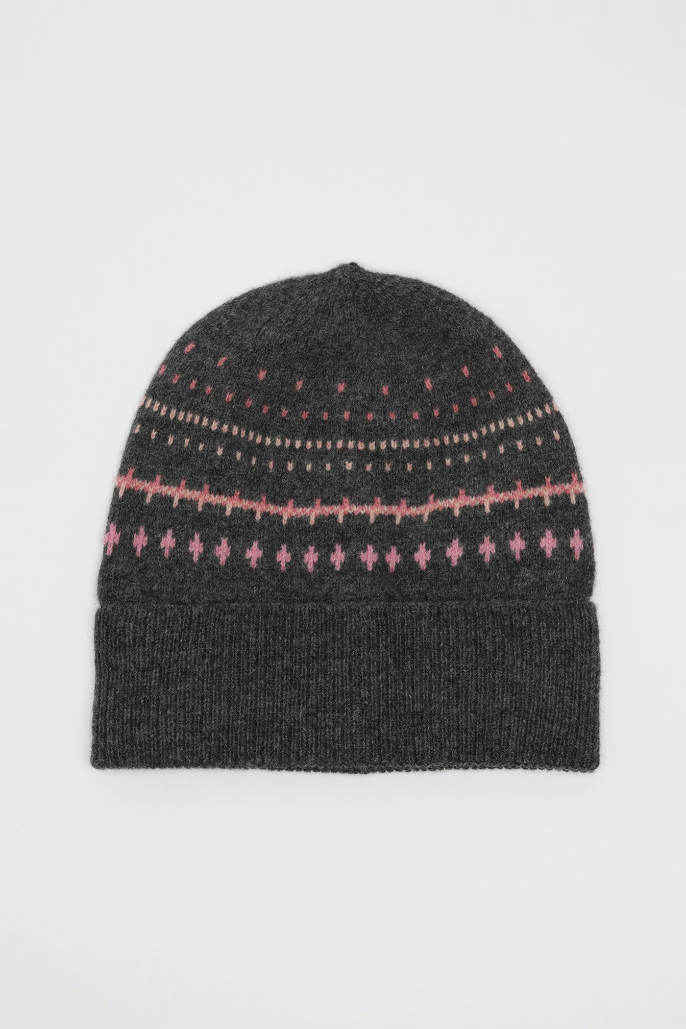 Knit Hat Slate Grey Faux Isle - 1