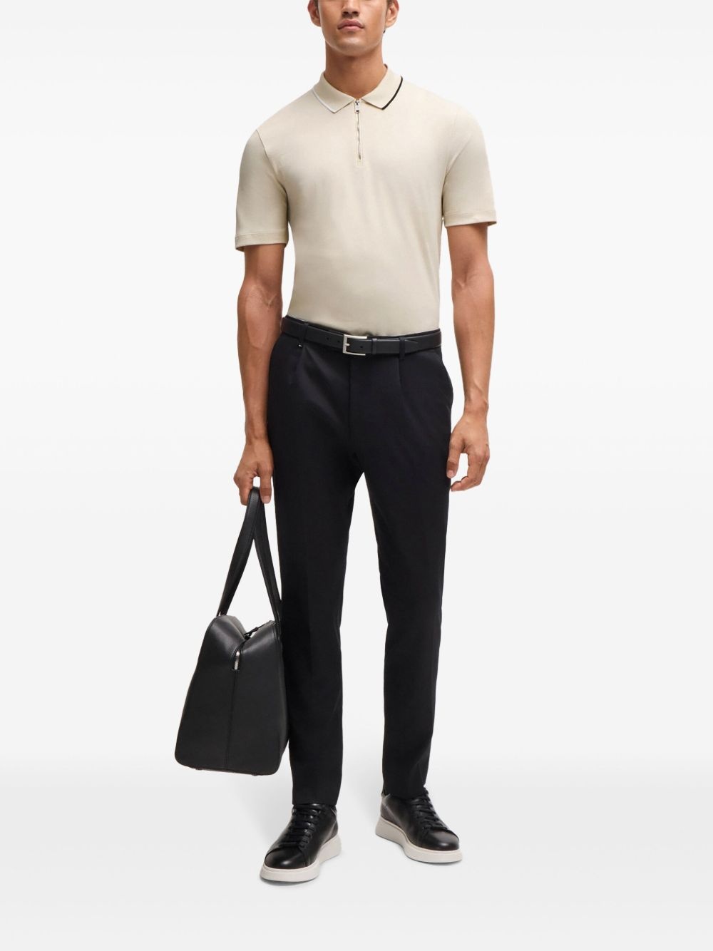 half-zip interlock-weave polo shirt - 2