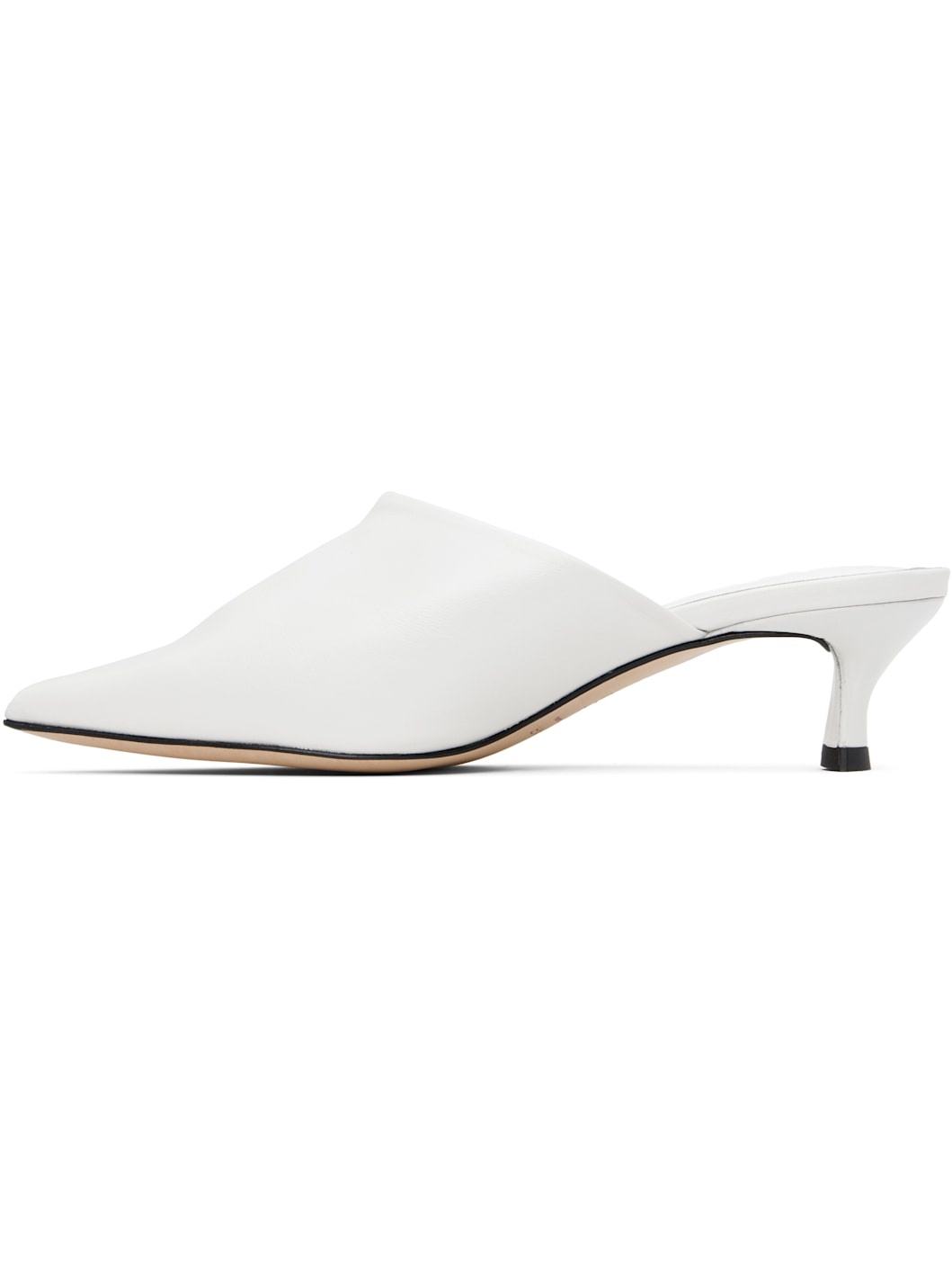 White Luciana Creased Calf Leather Heels - 3
