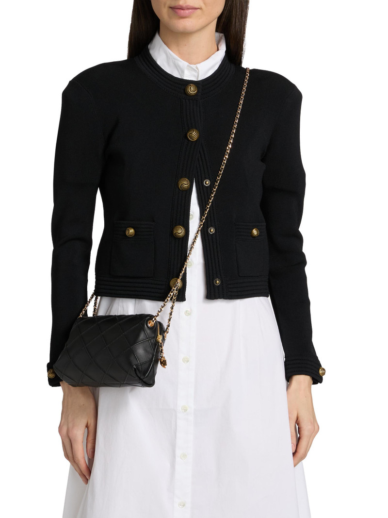 Women's Patsy Crewneck Crop Cardigan - Black Gold 3