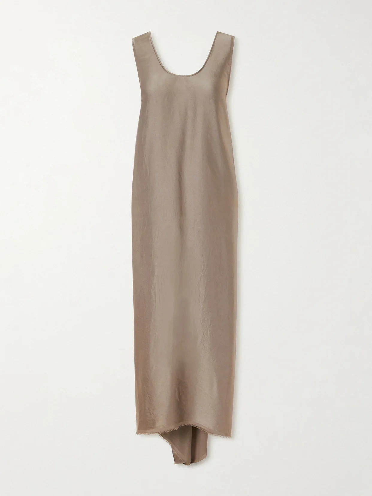 Signy Gathered Frayed Satin Midi Dress - 1