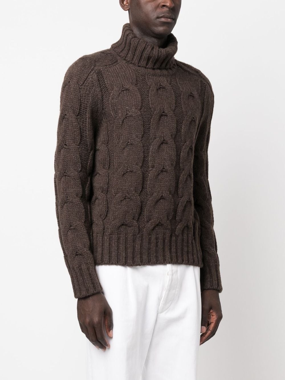cable-knit roll-neck jumper - 3