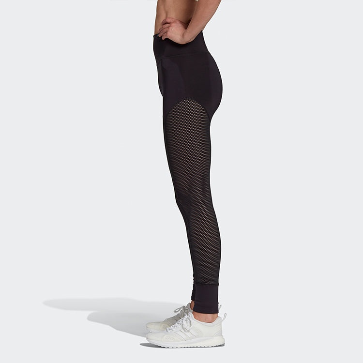 (WMNS) adidas Mesh Hw L Tight Gym Sports Training High Waist Leggings Black GI8582 - 6