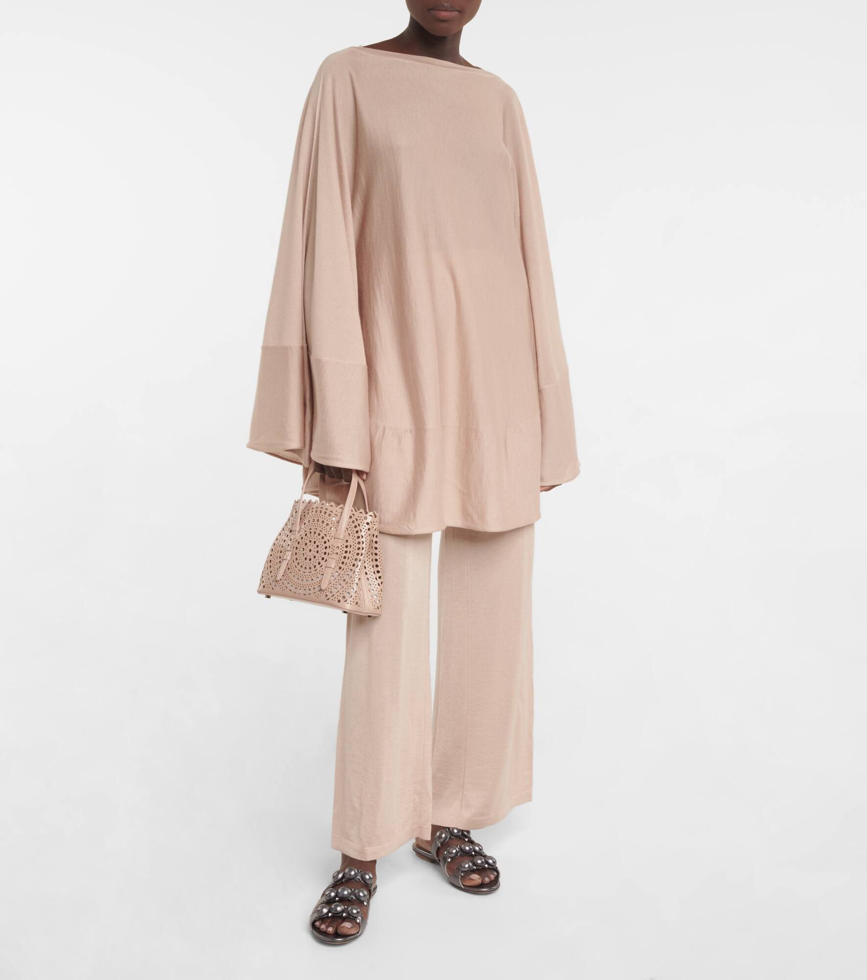 High-rise cashmere-blend pants - 2