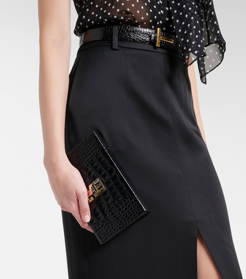 TOM FORD T Latch croc-effect leather box clutch outlook