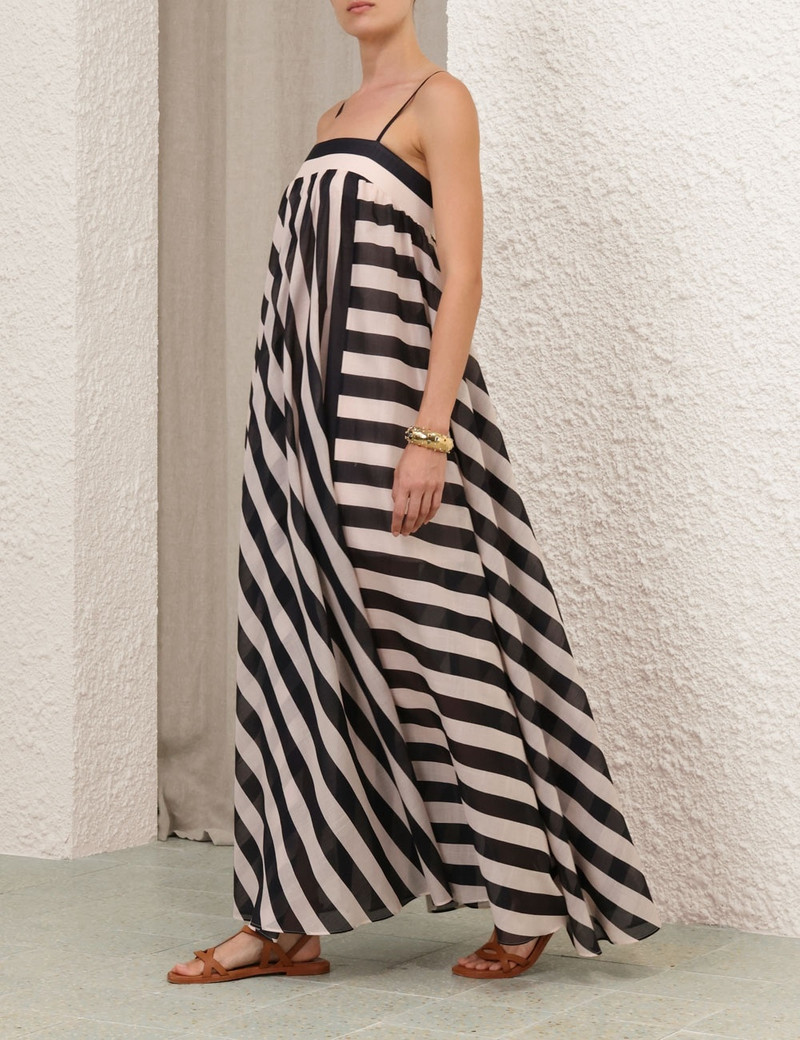 zimmermann black and white striped dress ZIMMERMANN Daylight Twist Midi Dress | Cream/Black main image 0