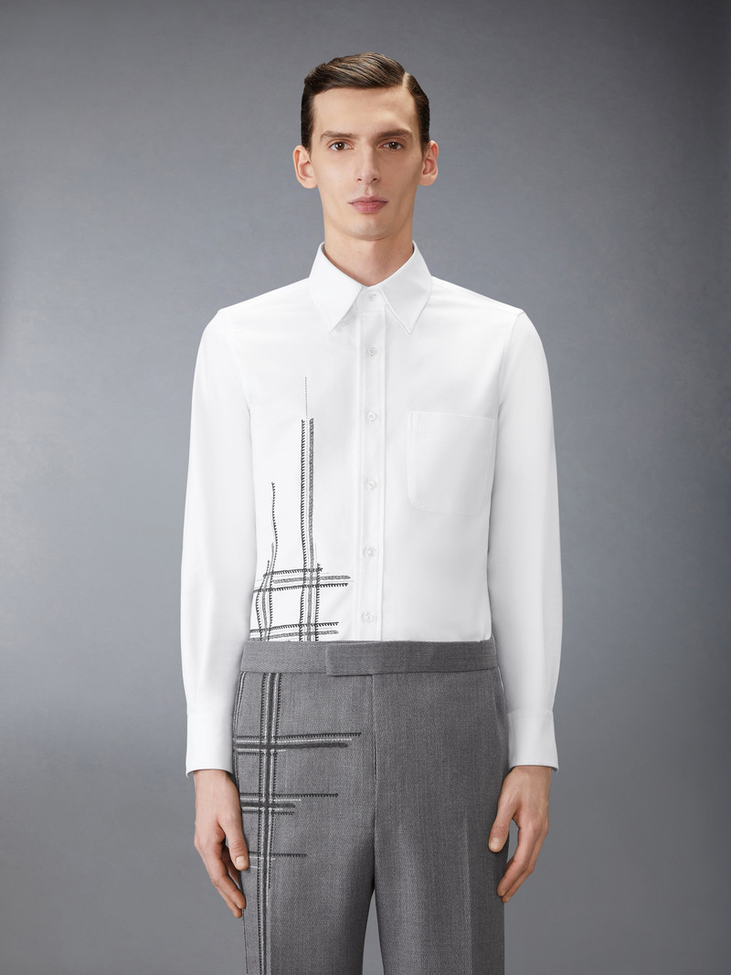 Thom Browne OXFORD BLANKET STITCH DEGRADE SHIRT outlook