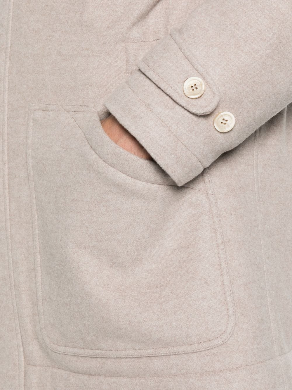 trimmed-collar single-breasted coat - 5