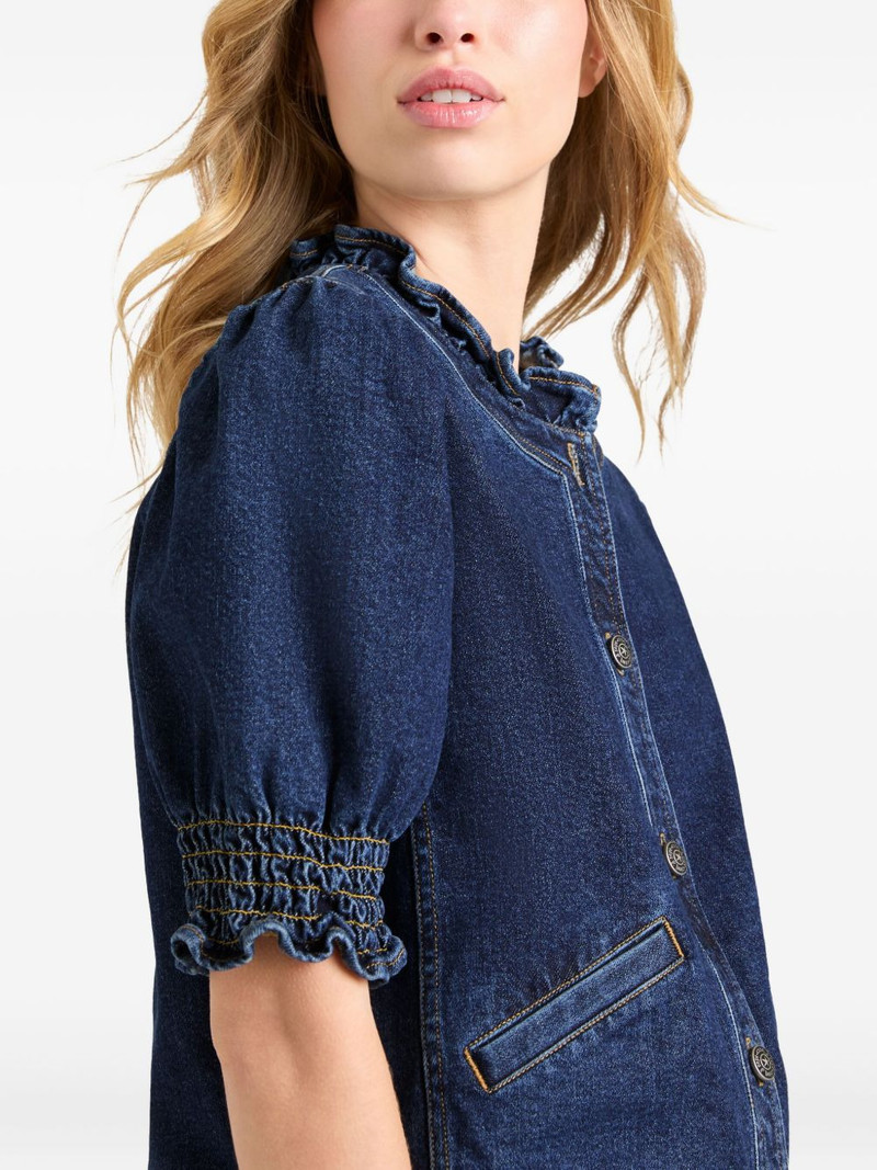ruffled puff-sleeve denim jacket 5